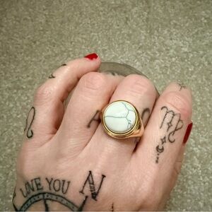 Victoria Emerson Gold Ring with White Stone